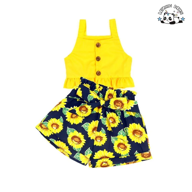 LEZONKIDS - Summer Toddler Baby Girls Clothes Off Shoulder T+ Leopard Print Skirt+ Heardgear 3 Pcs Sets for 3-8 Years Children Clothing